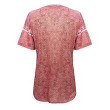 Load image into Gallery viewer, Aniywn Plus Size T-Shirt,Women Summer Casual O-Neck Short Sleeve Printing Patchwork Tunic Tops Basic Shirts Wine