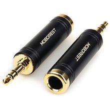 Load image into Gallery viewer, MOBOREST 3.5mm M to 6.35mm F Stereo Pure Copper Adapter, 1/8 Inch Plug Male to 1/4 Inch Jack Female Stereo Adapter, Can be Used for Conversion Headphone adapte, amp adapte, Black Fashion 2-Pack