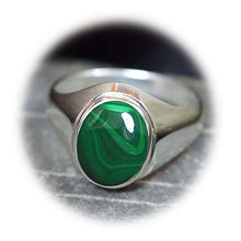 Load image into Gallery viewer, Jewelryonclick Natural Malachite Silver Rings for Men 5 Carat Gemstones Oval Shape Astrology Birthstones in Size 6