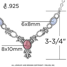 Load image into Gallery viewer, American West Sterling Rhodonite and Blue Lace Agate Butterfly Necklace 17-1/2 Inch