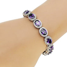 Load image into Gallery viewer, Oval Ladies Tennis Bracelet Garnet White Topaz Amethyst Citrine Peridot Pink Topza 7 inch (Amethyst)