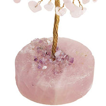 Load image into Gallery viewer, JIC Gem Natural Rose Quartz Healing Crystal Gemstone Tree Wire Wrapped On Rose Quartz Base Home Office Decor Tree Figurine