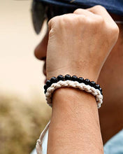 Load image into Gallery viewer, Jewever Black Obsidian with 100% Cotton Braided Rope Brcaelets For Men and Women Handmade Jewelry Gifts Adjustable
