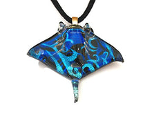 Load image into Gallery viewer, Handmade Manta Ray Stingray Art Glass Blown Sea Animal Figurine Pendant Necklace Jewelry - Blue