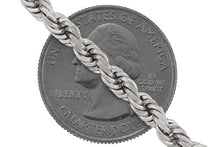 Load image into Gallery viewer, Men's 14k White Gold Solid 5mm Diamond Cut Rope Chain Pendant Necklace, 20"- 30"