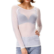 Load image into Gallery viewer, Women Shirt Blouse,Ladies See-Through Long Sleeve Pullovers Seamless Arm Shaper Mesh Top Tunics by MEEYA White