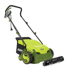 Load image into Gallery viewer, Sun Joe AJ801E 12-Amp 13-Inch Electric Dethatcher and Scarifier w/Removeable 8-Gallon Collection Bag, 5-Position Height Adjustment, Airboost Technology Increases Lawn Health, 13 inch, Green
