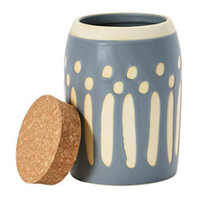 Load image into Gallery viewer, Creative Co-Op Debossed Stoneware Pattern & Cork Lid, Grey Canister