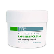 Load image into Gallery viewer, Baker’s Best Pain Relief Cream with Hemp Seed Oil | Maximum Strength 4% Lidocaine Cream for Knee Pain, Muscle Soreness, Stiffness, Sprains, and Strains | Contains Lidocaine and Menthol