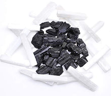 Load image into Gallery viewer, Dancing Bear Black Tourmaline & Selenite Combo Pack (1 LB Each) Bulk Rough Raw Natural Stones for Good Vibes, EMF & Radiation Protection, Healing Crystals, Info Cards, Cleansing Energy, Made in USA