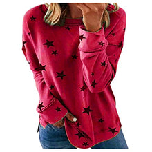 Load image into Gallery viewer, Women Pullover Long Sleeve Crew Neck Casual Sweatshirt Star Print Pullover Tops