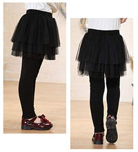 Load image into Gallery viewer, Auranso Girls Footless Leggings Pants with Lace Ruffle Tutu Skirt Black 4-5T