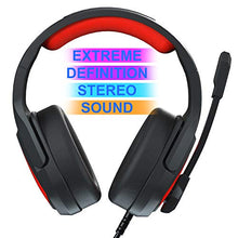 Load image into Gallery viewer, Gaming Headset Over Ear Stereo Headphone with Mic, Soft Memory Earmuffs, Noise Canceling, 3.5mm Audio-Jack for PS4 Xbox One Controller/Mac/PC/Computer/Phones/Tablets (Black Red)