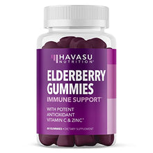 Load image into Gallery viewer, Elderberry Gummies with Zinc and Vitamin C Herbal Supplements Ingredient for Potent Antioxidant Support Immune Defense as a Delicious & Vegan Friendly Option (Adult, 60 Count)