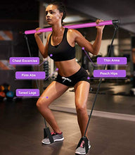 Load image into Gallery viewer, Artoflifer Exercise Resistance Band Yoga Pilates Bar Kit Portable Pilates Stick Muscle Toning Bar Home Gym Pilates with Foot Loop for Total Body Workout (Pink)