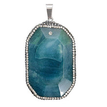 Load image into Gallery viewer, ART KIM Octagon Cube Honeycomb Lattice Zirconia Agate with Rhinetone Edge Pendant Necklaces (Green)