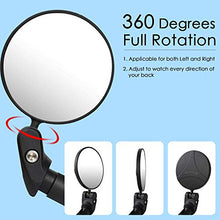 Load image into Gallery viewer, HUBUISH Bar End Bike Mirrors,360°Adjustable Rotatable Handlebar Convex Mirror for Mountain Road Bicycle Riding Cycling Accessories, with Wide Angle Lens Safety Rearview Mirror(1 PC)