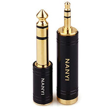 Load image into Gallery viewer, NANYI 1/4 Inch - 1/8 Inch Stereo Headphone Adapter Cables Connector, Upgrade 3.5mm - 6.35mm Jack Stereo Socket Female to Jack Stereo Plug Male for Headphone, Amp Adapte, Black 1-1 Pack