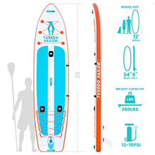 Load image into Gallery viewer, Tuxedo Sailor Inflatable Fishing Paddle Boards 12'×34"×6" SUP Fishing Stand Up Paddle Board,Shoulder Strap,Fins,ISUP Adj Paddle,Backpack,Fishing Support Bases,,Kayak Seat