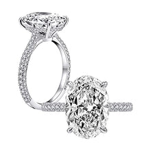 Load image into Gallery viewer, 5CT 925 Sterling Silver Engagement Rings Oval Cut Solitaire Cubic Zirconia CZ Wedding Promise Rings Bridal Rings for Her Wedding Bands for Women Comfort Fit Size 4-10 Jewelry Gift for Women Girls Teen