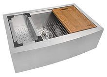 Load image into Gallery viewer, Ruvati 27-inch Apron-front Workstation Farmhouse Kitchen Sink 16 Gauge Stainless Steel Single Bowl - RVH9050