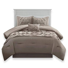 Load image into Gallery viewer, Comfort Spaces Cavoy Faux Silk Comforter Set - Luxe Diamond Tufting, All Season Bedding, Matching Bed Skirt, Decorative Pillows, Taupe King(104"x90") 5 Piece