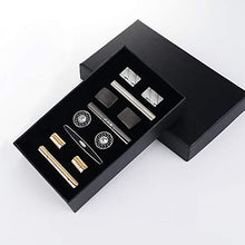 Load image into Gallery viewer, YADOCA Tie Clip Cufflinks Set for Men Necktie Tie Bar Clips Business Shirts Tuxedo Wedding Gift with Box Silver-Tone Gold-Tone Black