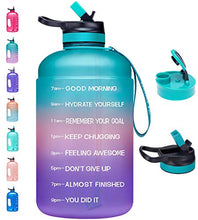 Load image into Gallery viewer, Venture Pal Large 1 Gallon Motivational Water Bottle with 2 Lids (Chug and Straw), Leakproof BPA Free Tritan Sports Water Jug with Time Marker to Ensure You Drink Enough Water Throughout The Day