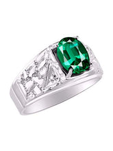 Load image into Gallery viewer, RYLOS Nugget Green Emerald & Diamond Ring - May Birthstone
