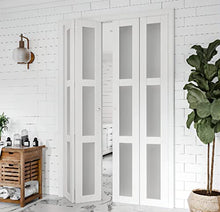 Load image into Gallery viewer, BARNER HOME Bi-Fold Doors, 24in x 80 in, 3-lite Tempered Frosted Glass Panel, MDF, White Closet Door