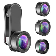 Load image into Gallery viewer, Phone Camera Lens,Upgraded 3 in 1 Phone Lens kit-198° Fisheye Lens + Macro Lens + 120° Wide Angle Lens,Clip on Cell Phone Lens Kits Compatible with iPhone,iPad,Most Android Phones and Smartphones