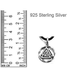 Load image into Gallery viewer, Valknut Viking Odin Knot Sterling Silver Pendant Necklace for Men Women Celtic Nordic Pagan Jewelry Norse Mythology Warrior Symbol Amulet Talisman Handmade