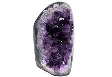 Load image into Gallery viewer, Extreme Polished Amethyst Cluster – Powerful deep Purple Crystals Weighing up to 1/2 lb. Geode from Uruguay. Includes Bonus 3 inch Selenite Wand in Velvet Bag.