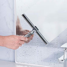 Load image into Gallery viewer, Ettori Shower Squeegee Clear Glass Wall Cleaner Stainless Steel with Suction Storage Hook -10'', Chrome