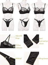 Load image into Gallery viewer, Kaei&Shi Ruffle Two Piece Lingerie Set(Black,6-8)&Embroidered Bra and Panty Set(Black, 8-10)