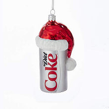 Load image into Gallery viewer, Kurt Adler CC4163 Glass Diet Coke Can Ornament with Santa Hat, 4.5"