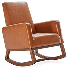Load image into Gallery viewer, BELLEZE Modern Rocking Chair Upholstered Fabric High Back Armchair Padded Seat for Living Room, Caramel