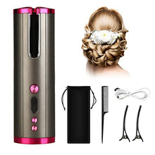 Load image into Gallery viewer, Automatic Hair Curler, Portable Auto Hair Curling Iron Wand with LCD Display, Adjustable 5 Temperature, Curls and Timer Settings, Fast Heating for Hair Styling (Gray)