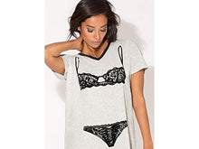 Load image into Gallery viewer, Smart & Sexy Women's V-Neck Oversized Sleep Shirt, Light Heather Grey/Black Hue, L