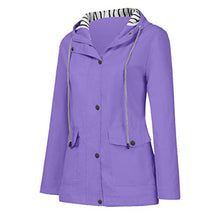 Load image into Gallery viewer, Coats for Women Solid Rain Jacket Outdoor Waterproof Windproof Hooded Raincoat Ladies Lightweight Trench Coat Windbreaker(#15,Medium)