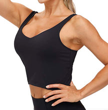 Load image into Gallery viewer, Women’s Longline Sports Bra Wirefree Padded Medium Support Yoga Bras Gym Running Workout Tank Tops (Light Grey, Medium, m)