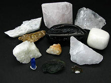 Load image into Gallery viewer, Synergy 12 Set Phenakite Moldavite Natrolite Petalite Danburite Tektite Azeztulite Scolecite Herderite Tanzanite Brookite Satyaloka 283 Gr