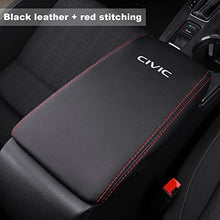 Load image into Gallery viewer, Horry Center Console Armrest Box Cover Panel Trim Waterproof Anti-Scratch Leather Protector Decoration Cover Interior Accessories for Honda Civic 2022(Red Stitches), Black leather red line