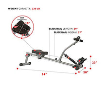 Load image into Gallery viewer, Sunny Health & Fitness SF-RW1205 Rowing Machine Rower w/ 12 Level Adjustable Resistance, Digital Monitor and 220 LB Max Weight