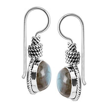 Load image into Gallery viewer, Silpada 'All Aboard' 4 ct Natural Labradorite Twisted Rope Drop Earrings in Sterling Silver