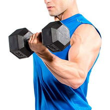 Load image into Gallery viewer, CAP Barbell Set of 2 Hex Rubber Dumbbell with Metal Handles, Pair of 2 Heavy Dumbbells Choose Weight (5lb, 8lb, 10lb, 15lb, 20 Lb, 25lb, 30lb, 35lb, 40lb, 50lb) (25lb x 2)