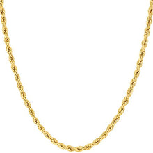 Load image into Gallery viewer, Lifetime Jewelry 2mm Rope Chain Necklace 24k Real Gold Plated for Women and Men (Gold, 30)