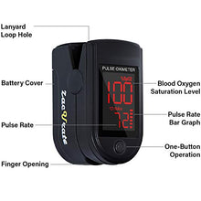 Load image into Gallery viewer, Zacurate Pro Series 500DL Fingertip Pulse Oximeter Blood Oxygen Saturation Monitor with Silicon Cover, Batteries and Lanyard (Royal Black)