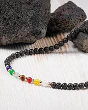 Load image into Gallery viewer, Jewever 7 Chakra Ankle Bracelets for Women Beach Foot Healing Crystals Lava Rock Essential Oils Diffuser Worry Stone Energy Balancing Meditation Yoga gifts