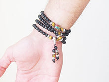 Load image into Gallery viewer, Om Shanti Crafts Mala Beads Stretch Bracelet Black Obsidian & Yellow Tiger Stone, Buddhist Prayer Beads, Yoga Bracelets, Wear for Daily Meditation & Spiritual Growth, 6mm Meditation Beads, Unisex